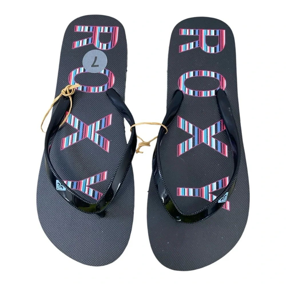 Roxy Women's Starfish V Summer Beach Sandal Flip-flops Thongs Black Size 7 NWT - Picture 2 of 4